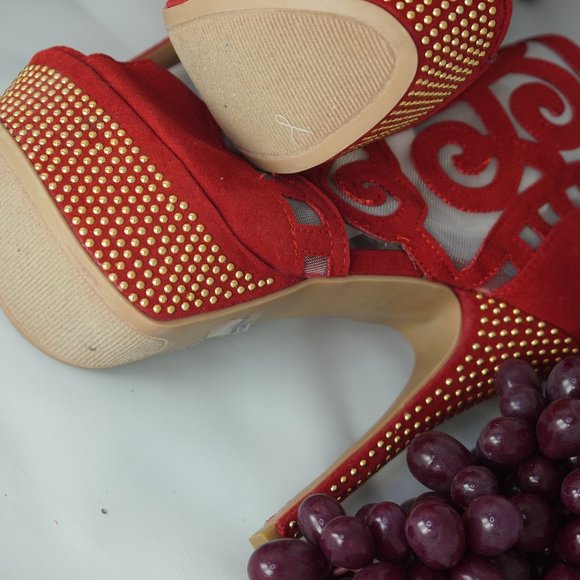 LILIANA RED PLATFORM STILETTO HEEL  w Tassle SZ. 8 - Picture 7 of 7